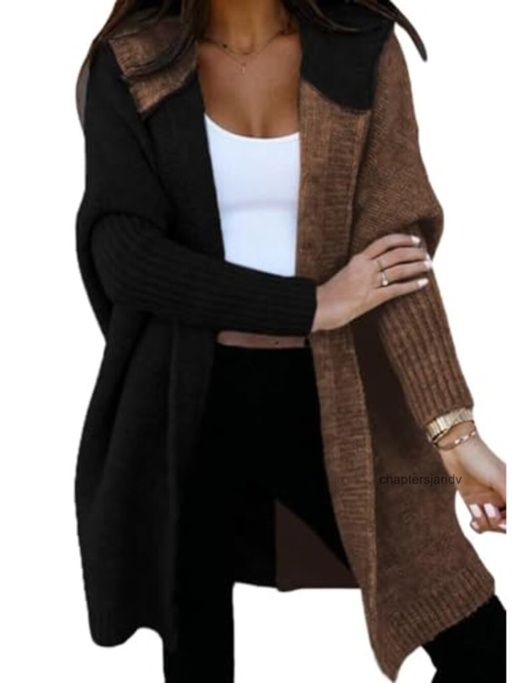 Hooded Knit Cardigan Sweater Open Front Long Sleeve Casual Fall